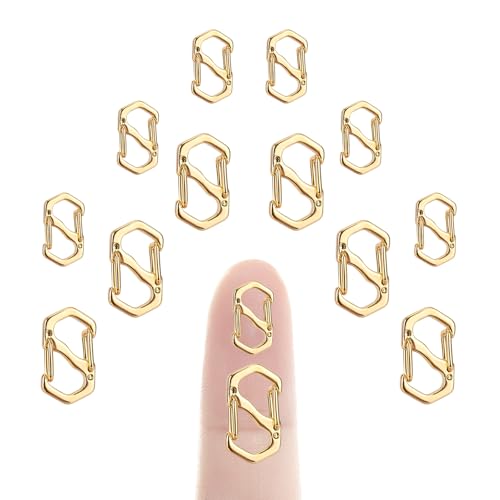 12st Karabinerverschluss mit Doppelter Öffnung, Halskettenverkürzer Clip 2 Größen Kettenverschluss Armbandverschlüsse S-Verschluss Schmuckclips für DIY Schmuckherstellung (Gold) von Tinoaly