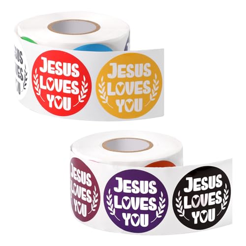2 Rollen 1000stk Jesus Liebt Dich Aufkleber, 3,8cm 16 Farben Wasserfest Christliche Aufkleber Religiöse Aufkleber Jesus Liebt Dich-Abziehbilder Ermutigung Lohnendes Dekor und Geschenk 2 Rollen 1000stk Jesus Liebt Dich Aufkleber, 3,8cm 16 Farben Wasserfest Christliche Aufkleber Religiöse Aufkleber Jesus Liebt Dich-Abziehbilder Ermutigung Lohnendes Dekor und Geschenk von Tinoaly