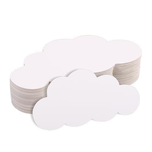 200stk Weiße Wolkenausschnitte, Doppelseitige Papierwolkenformen Gestanzte Wanddekoration Basteln Klassenzimmerdekoration Wandaufkleber für DIY-Pinnwand Kinderzimmerdekoration von Tinoaly