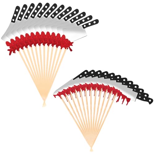 24stk Halloween Blutmesser Cupcake-Topper, 2 Stile Glitzernd Horror-Thema-Dekor Blutiges Messer Cupcake-Picker Kuchen Geburtstag Halloween Horrorfilm Party-Dekorationen Gastgeschenke 24stk Halloween Blutmesser Cupcake-Topper, 2 Stile Glitzernd Horror-Thema-Dekor Blutiges Messer Cupcake-Picker Kuchen Geburtstag Halloween Horrorfilm Party-Dekorationen Gastgeschenke von Tinoaly