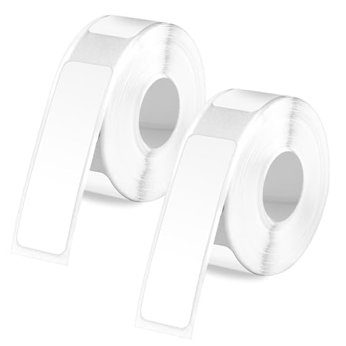 2stk Rollen Etikettenband für Phomemo D30, 40x14mm Selbstklebendes Etikettenband Wasserdichte Thermopapier-Aufkleber Thermoetiketten für Büro Zuhause Schule (Weiß) von Tinoaly