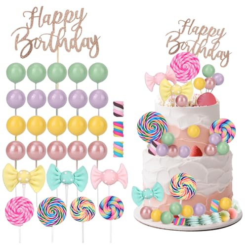 31 Stück Süßigkeiten-Kuchenaufsätze, Happy Birthday-Kuchendekoration Lutscher-Cupcake-Topper Bunte Süßigkeiten-Cupcake-Dekoration für süße Themen-Geburtstagspartys für Mädchen 31 Stück Süßigkeiten-Kuchenaufsätze, Happy Birthday-Kuchendekoration Lutscher-Cupcake-Topper Bunte Süßigkeiten-Cupcake-Dekoration für süße Themen-Geburtstagspartys für Mädchen von Tinoaly