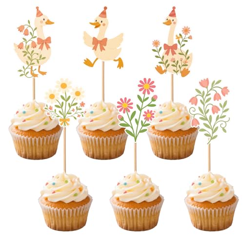 36stk Lustige Gans Cupcake Topper, Witzige Blumen Gans Cupcake Picks Baby Shower Kuchen Dekorationen Partyzubehör für Jungen Mädchen Blumen Tier Thema Geburtstagsgeschenke 36stk Lustige Gans Cupcake Topper, Witzige Blumen Gans Cupcake Picks Baby Shower Kuchen Dekorationen Partyzubehör für Jungen Mädchen Blumen Tier Thema Geburtstagsgeschenke von Tinoaly