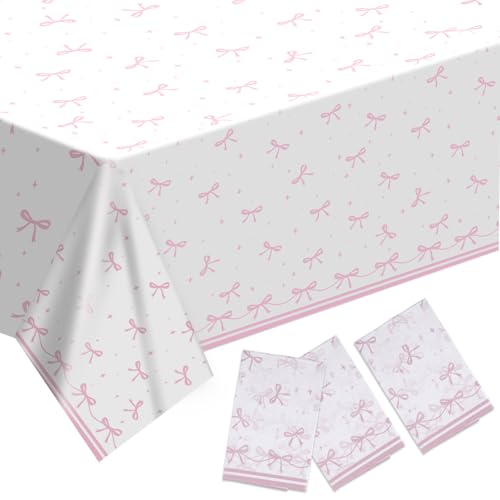 3st Tischdecke Rosa Schleifen, Rechteckig Plastik Tischdecken Tischtuch Coquette Geburtstagsparty Dekoration Wasserfest Geburtstag Tischdecke für Braut Babyparty Junggesellinnenabschied 3st Tischdecke Rosa Schleifen, Rechteckig Plastik Tischdecken Tischtuch Coquette Geburtstagsparty Dekoration Wasserfest Geburtstag Tischdecke für Braut Babyparty Junggesellinnenabschied von Tinoaly