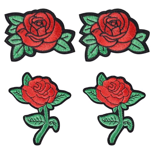 4 Stück Aufnäher Rosen, 2 Größen Aufbügler zum Valentinstag Süßigkeiten Applikationen zum Nähen Blumenaufnäher für Kleidung DIY-Basteldekor für Jeans Jacken Taschen Kleider 4 Stück Aufnäher Rosen, 2 Größen Aufbügler zum Valentinstag Süßigkeiten Applikationen zum Nähen Blumenaufnäher für Kleidung DIY-Basteldekor für Jeans Jacken Taschen Kleider von Tinoaly