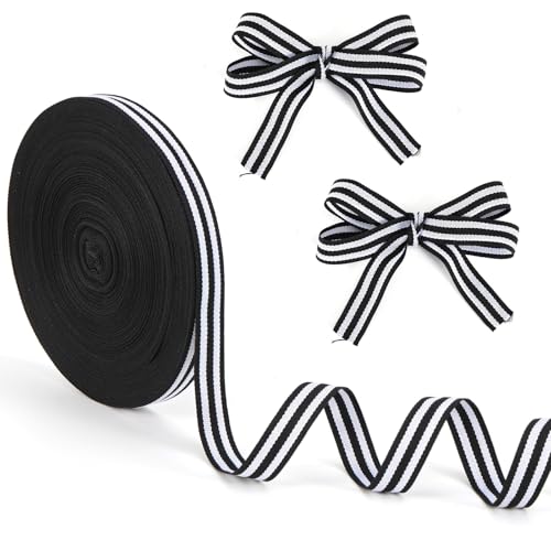 46 m Schwarz Weiß Gestreiftes Band, Polyester-Ripsband für Halloween Weihnachten Hochzeit Geschenkverpackung Blumensträuße Kuchen DIY Basteln Dekor 46 m Schwarz Weiß Gestreiftes Band, Polyester-Ripsband für Halloween Weihnachten Hochzeit Geschenkverpackung Blumensträuße Kuchen DIY Basteln Dekor von Tinoaly