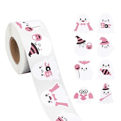 500 Stück Halloween Aufkleber, Selbstklebend Süß Geister-Aufkleber mit 8 Stilen Runder Aufkleber für Halloween-Party-Dekor Süßigkeiten Taschen Basteln Sammelalben 500 Stück Halloween Aufkleber, Selbstklebend Süß Geister-Aufkleber mit 8 Stilen Runder Aufkleber für Halloween-Party-Dekor Süßigkeiten Taschen Basteln Sammelalben von Tinoaly
