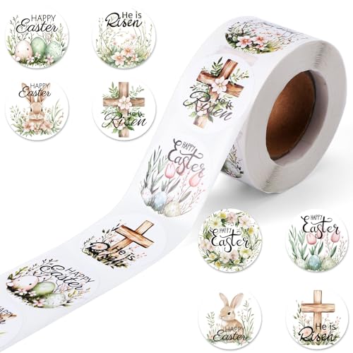 500stk Osteraufkleber, 38mm Happy Easter-Aufkleberrolle Selbstklebend Inspirierende Christliche Aufkleber Blumen Ei Kreuz Hase He is Risen-Etiketten für Kinder Geschenkdeko Partyartikel 500stk Osteraufkleber, 38mm Happy Easter-Aufkleberrolle Selbstklebend Inspirierende Christliche Aufkleber Blumen Ei Kreuz Hase He is Risen-Etiketten für Kinder Geschenkdeko Partyartikel von Tinoaly