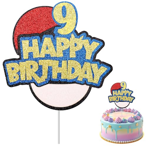 Cartoon Geburtstagskuchenaufsatz, Glänzendes Glitzerpapier Anime Cartoon Geburtstagsdekorationskuchenaufsatz für Partydekoration (Nummer 9) von Tinoaly