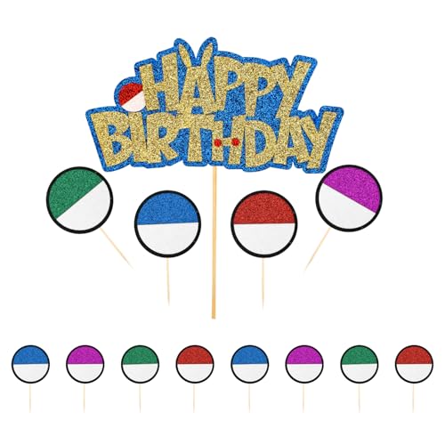 Cartoon-Kuchenaufsatz, 1 Glitzernder „Happy Birthday“ Kuchenaufsatz und 12 Glitzernde Kleine Kuchenaufsätze Rot-Weiße Anime-Geburtstagsparty-Dekoration Cartoon-Kuchenaufsatz, 1 Glitzernder „Happy Birthday“ Kuchenaufsatz und 12 Glitzernde Kleine Kuchenaufsätze Rot-Weiße Anime-Geburtstagsparty-Dekoration von Tinoaly