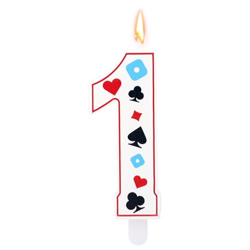 Geburtstagskerze mit Casino-Thema, Pokerwürfel-Zahlenkerze für Kuchendekorationen Geburtstagsparty Dekoration mit Glücksspiel Thema Partyzubehör für Las Vegas (Nummer 1) von Tinoaly