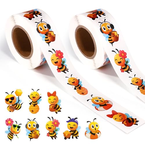 Tinoaly 1000stk Bienen Aufkleber Sticker, Süße Cartoon Bienenaufkleberrolle für Kinder Belohnungen Lustige Tieraufkleber Modische Dekoration Notizbuch Umschlag Laptop Tinoaly 1000stk Bienen Aufkleber Sticker, Süße Cartoon Bienenaufkleberrolle für Kinder Belohnungen Lustige Tieraufkleber Modische Dekoration Notizbuch Umschlag Laptop von Tinoaly