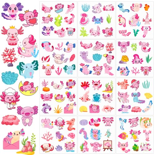 Tinoaly 12 Bögen Axolotl Aufkleber, Rosa Tieraufkleber für Kinder Jugendliche und Erwachsene Kawaii für Wasserflaschen Laptop Sammelalbum Klassenzimmer Schule Partygeschenke Geburtstagsdekoration Tinoaly 12 Bögen Axolotl Aufkleber, Rosa Tieraufkleber für Kinder Jugendliche und Erwachsene Kawaii für Wasserflaschen Laptop Sammelalbum Klassenzimmer Schule Partygeschenke Geburtstagsdekoration von Tinoaly