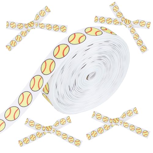Tinoaly 18m Softball Schleifenband, 1,9 cm Breite Baseballbänder Sport Ripsbänder zum Verpacken von Geschenken für Haarschleifen Partys Teamevents DIY Bastelarbeiten und Dekoration von Tinoaly
