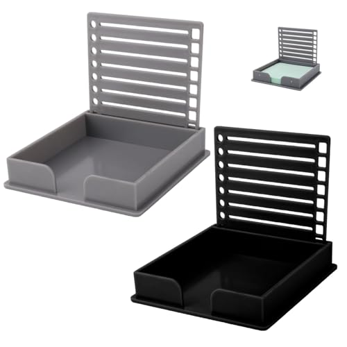 Tinoaly 2 Stück Haftnotizhalter mit Schablone, ABS Kunststoff Notizblock Organizer Haftnotiz Schablone Vorlage für Zuhause Büro Schreibtisch Zubehör von Tinoaly