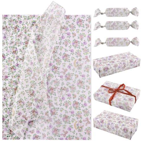 Tinoaly 30 Stk Katzen Geschenkpapier, 50x35cm Glattes Seidenpapier, Blumig mit Tierdruck, Lila, Allgemein Tinoaly 30 Stk Katzen Geschenkpapier, 50x35cm Glattes Seidenpapier, Blumig mit Tierdruck, Lila, Allgemein von Tinoaly