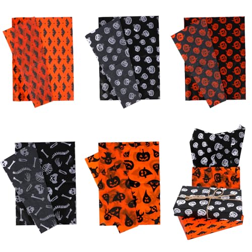 Tinoaly 50 Blatt Halloween Seidenpapier, 35x50 cm 5 Stile Kürbisse Geister Totenköpfe Fledermäuse Druck Geschenkverpackung Geschenkpapier für Halloween Party Dekoration DIY Bastelbedarf Tinoaly 50 Blatt Halloween Seidenpapier, 35x50 cm 5 Stile Kürbisse Geister Totenköpfe Fledermäuse Druck Geschenkverpackung Geschenkpapier für Halloween Party Dekoration DIY Bastelbedarf von Tinoaly