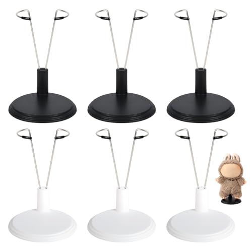 Tinoaly 6 St Teiliger Puppenständer, Verstellbar Figurenhalter Zubehör Spielzeugdisplays für die Dekoration im Homeoffice für 10,16–20,32 cm (Weiß und Schwarz) von Tinoaly