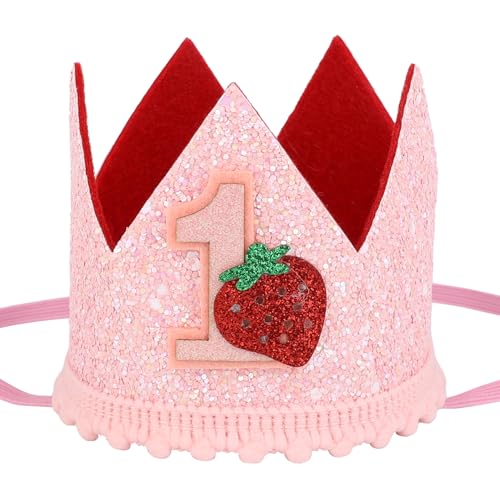 Tinoaly Beeren-Mütze für Den Ersten Geburtstag Mädchen, Süßes Rosa Pailletten-Stirnband mit Erdbeerkrone Niedlicher Hut für die Feier zum 1. Geburtstag Foto-Requisiten Babyparty Dekorationszubehör Tinoaly Beeren-Mütze für Den Ersten Geburtstag Mädchen, Süßes Rosa Pailletten-Stirnband mit Erdbeerkrone Niedlicher Hut für die Feier zum 1. Geburtstag Foto-Requisiten Babyparty Dekorationszubehör von Tinoaly