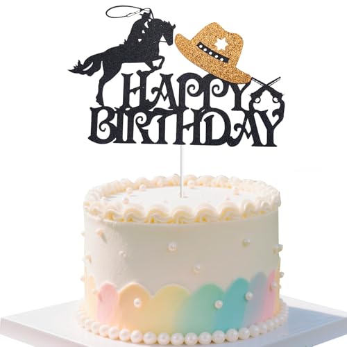 Tinoaly Cowboy Happy Birthday Kuchenaufsatz, Glitzernde Western-Kuchendekoration Hut Schild Perfekt für Jungen und Mädchen Geburtstagsparty Zubehör Tinoaly Cowboy Happy Birthday Kuchenaufsatz, Glitzernde Western-Kuchendekoration Hut Schild Perfekt für Jungen und Mädchen Geburtstagsparty Zubehör von Tinoaly