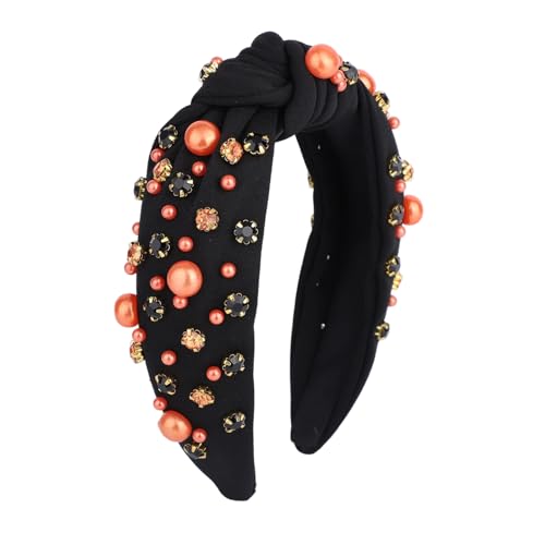Tinoaly Halloween Perlen-Knoten-Stirnband, Funkelnde Perlen und Strasssteine Breiter Knoten Kürbis-Haarband Halloween-Haarschmuck für Mädchen und Frauen Kostümparty-Outfits Tinoaly Halloween Perlen-Knoten-Stirnband, Funkelnde Perlen und Strasssteine Breiter Knoten Kürbis-Haarband Halloween-Haarschmuck für Mädchen und Frauen Kostümparty-Outfits von Tinoaly