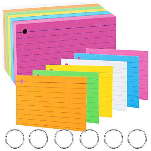300 Stück linierte Indexkarten mit Ringen, bunte Notizkarten zum Lernen für Erwachsene und Kinder, für Zuhause, Klassenzimmer, Büro (7,6 x 12,7 cm) von Tinsky