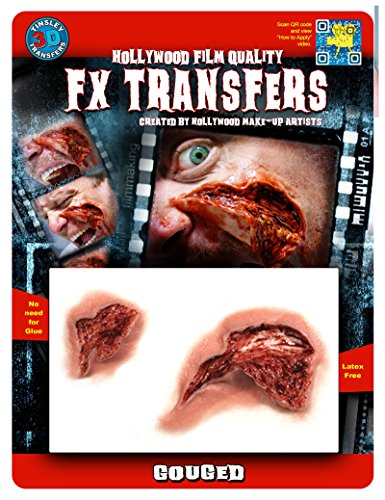 Tinsley Transfers FXTM 508 Tattoo Gouged Flesh/Multi, Einheitsgröße, Erwachsene, Mehrfarbig von Tinsley Transfers