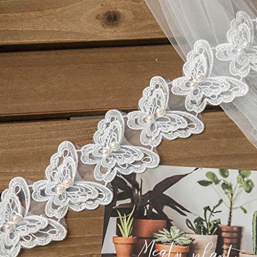 91 cm besticktes Spitzenband mit Schmetterlingen und Perlen, DIY-Nähapplikation, DIY-Hochzeitskleid-Dekoration von TintTower
