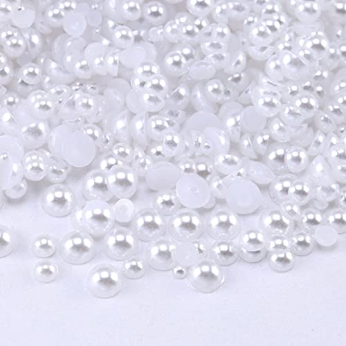 Halbkünstliche Perlen mit flacher Rückseite, Kunststoffperlen für Bastelarbeiten, Handy-Nagelkunst von TintTower