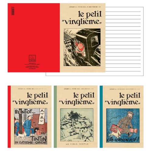 Set mit 4 Notizbüchern Tintin Der kleine Zwanzigste, 10,5 x 14,8 cm (54394) von Tintinimaginatio