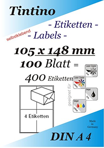 Etiketten 105 x 148-4 Stueck auf A4-100 Blatt DIN A4 selbstklebende Etiketten DHL Post 3483 6120 4476 c105148 Etiketten 105 x 148-4 Stueck auf A4-100 Blatt DIN A4 selbstklebende Etiketten DHL Post 3483 6120 4476 c105148 von Tintino