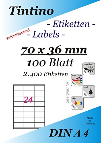 Etiketten 70 x 36 70 x 36, 0-100Blatt -weiß von Tintino