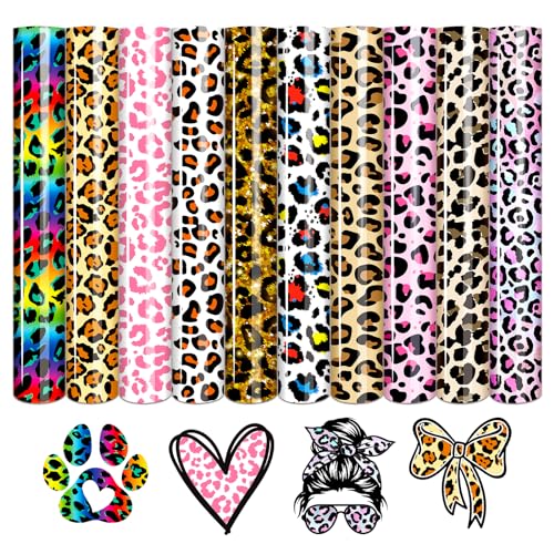Tintnut Leopard HTV Heat Transfer Vinyl - 10 Sheets 12 X 10 Inches Cheetah Heat Transfer Vinyl Safari HTV Animal Printed Iron On Vinyl for T-Shirts Compatible with Cricut Or Silhoutte Cameo von Tintnut