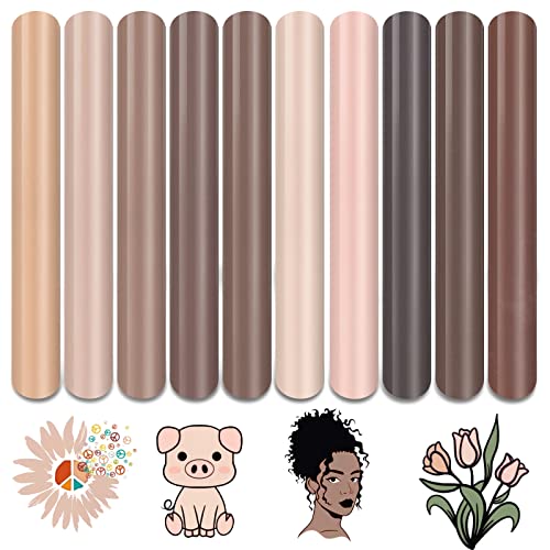 Tintnut Skin Tone HTV Heat Transfer Vinyl - 10 Sheets Heat Transfer Vinyl Bundle 10x12 Inch Cream Barely Beige HTV Iron on Vinyl Brown HTV Vinyl for T-Shirts Competible with Cricut Silhouette Cameo von Tintnut