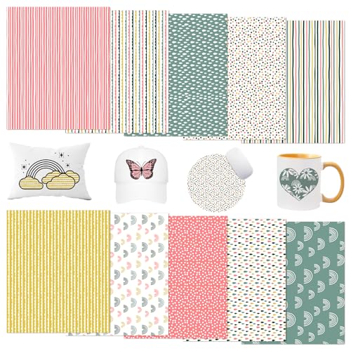 Tintnut Sublimations-Transferpapier im Boho-Stil, 10 Blatt, 30,5 x 25,4 cm, Regenbogen-Sublimations-Transfer-Tintenblätter, kompatibel mit Cricut oder Silhouette von Tintnut