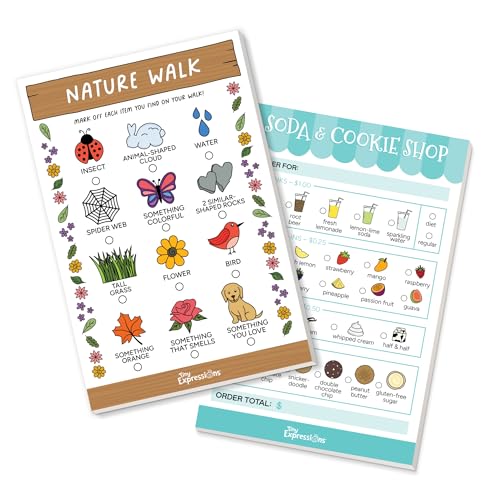 Tiny Expressions Fantasievolle Spiel-Notizblöcke für Kinder, 40 Seiten, Soda & Plätzchenladen, Notizblock & 40 Seiten für Naturspaziergang, Schnitzeljagd, fantasievolles Rollenspiel von Tiny Expressions