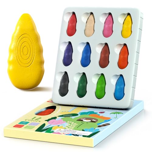 TinyGeeks 12 Wachsmalstifte ab 2 Jahre - Malstifte ab 2 jahre - Malen kinder ab 2-4 - Stifte Kleinkind - Wachsmalstifte ab 3 jahre - Wassertropfen-Buntstifte von TinyGeeks