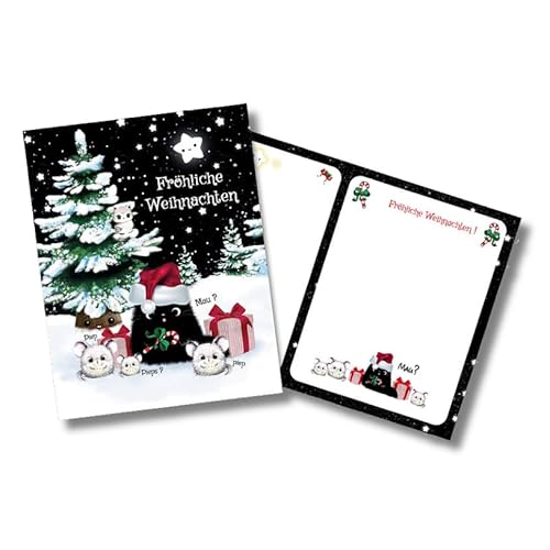 Süsse Katzen Weihnachtskarte mit Mäusen Fröhliche Weihnachten Klappkarte mit Briefumschlag Tannenbaum10x14 cm Süsse Katzen Weihnachtskarte mit Mäusen Fröhliche Weihnachten Klappkarte mit Briefumschlag Tannenbaum10x14 cm von TinyTami