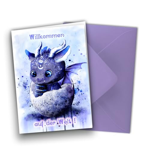 Süsse kawaii Drachen Geburtstkarte fürs Baby Klappkarte mit Drachenei und Briefumschlag zur Taufe Süsse kawaii Drachen Geburtstkarte fürs Baby Klappkarte mit Drachenei und Briefumschlag zur Taufe von TinyTami