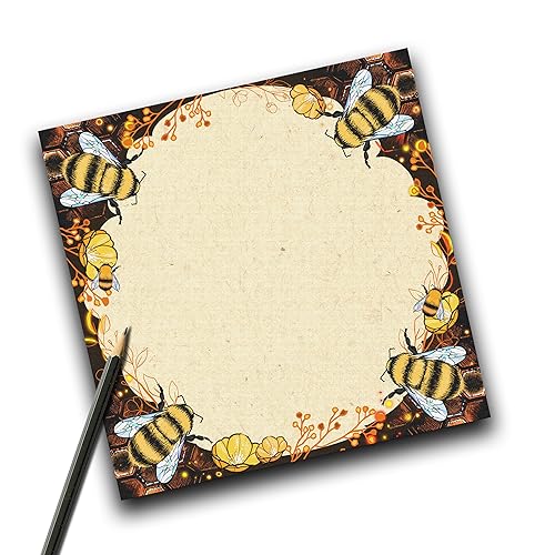 TinyTami Bienen Notizblock, blanko, 15 x 15 cm, Insekten, Honig, Hummel, Natur, quadratisch mit 50 Blatt von TinyTami