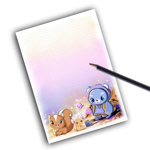 TinyTami Gummibär Notizblock, 15 x 21 cm, A5, Bärchen, Eichhörnchen und Chinchilla, gepunktet, 50 Blatt TinyTami Gummibär Notizblock, 15 x 21 cm, A5, Bärchen, Eichhörnchen und Chinchilla, gepunktet, 50 Blatt von TinyTami