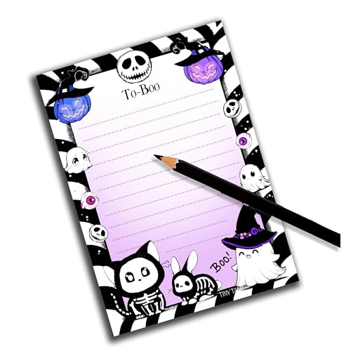 TinyTami Halloween Notizblock, 10 x 15 cm, A6, Gothic, Katzen, Kürbis, Skelett und Geister, gepunktet, 50 Blatt TinyTami Halloween Notizblock, 10 x 15 cm, A6, Gothic, Katzen, Kürbis, Skelett und Geister, gepunktet, 50 Blatt von TinyTami