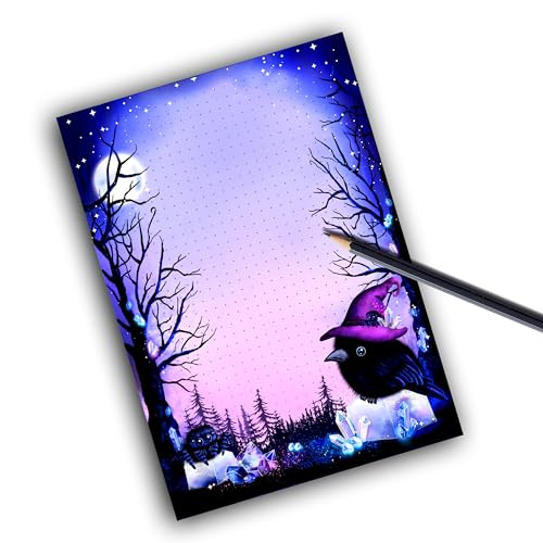 TinyTami Krähen Notizblock, 15 x 21 cm, A5, Gothic Raben und Kristalle, Spinnen, gepunktet, 50 Blatt von TinyTami