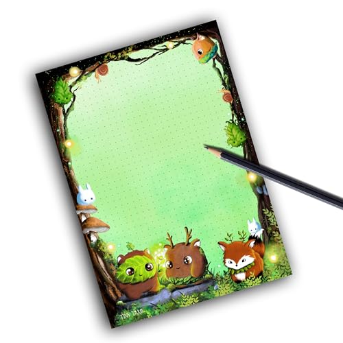 TinyTami Süsse Waldgeister Notizblock, 15 x 21 cm, A5, mit Fuchs im verzauberten Wald, gepunktet, 50 Blatt von TinyTami