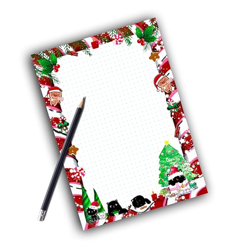TinyTami Süsser Katzen Weihnachten Notizblock, punktkariert, 21 x 15 cm, A5, Christmas, Zuckerstangen, mit 50 Blatt von TinyTami