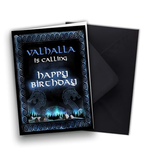 Wikinger Geburtstagskarte Klappkarte mit Kuvert Happy Birthday für Vikings, Pagans, Celtic Fans, Valhalla is calling Wikinger Geburtstagskarte Klappkarte mit Kuvert Happy Birthday für Vikings, Pagans, Celtic Fans, Valhalla is calling von TinyTami