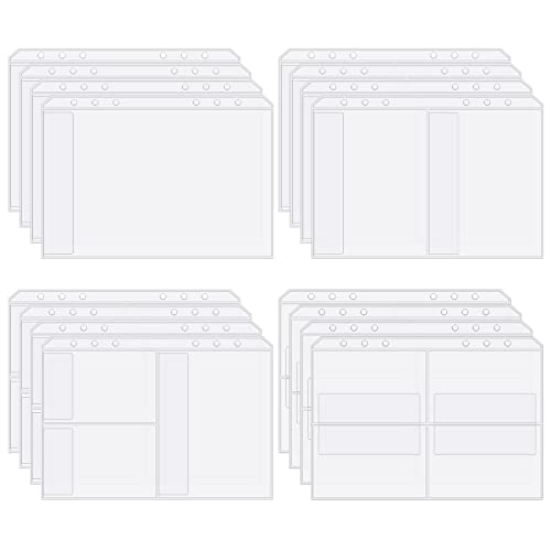 16 Stück 6 Löcher Binder Taschen A5 Größe Ordner Taschen, Kunststoff Durchscheinende Lose Blatt Tasche, Wasserdicht A5 Dokumententasche für Datei Rechnung Karte Foto von Tinyriz