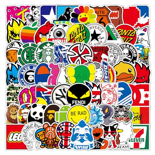 Tinyuet Auto Aufkleber Packung, 100 Stück Wasserfeste & Abziehbare Vinyl Sticker - Für Kinder, Handy, Laptop, Koffer, Auto, Motorrad, Helm - Umweltfreundlich & Rückstandsfrei - (Markenstil) von Tinyuet