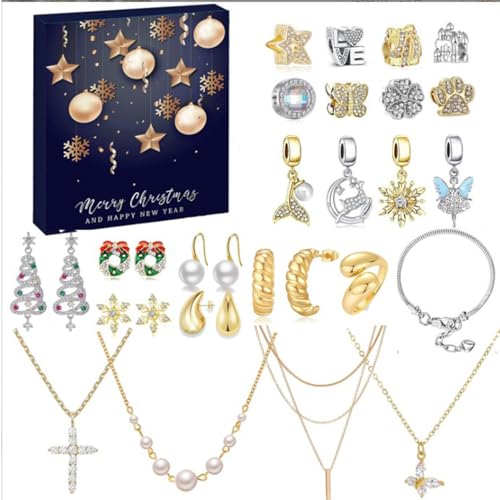 Adventsarmband - Christmas Countdown Kalender | Countdown Ohrringe & Halskette Set Für Erwachsene Jugendliche Freunde Adventsarmband - Christmas Countdown Kalender | Countdown Ohrringe & Halskette Set Für Erwachsene Jugendliche Freunde von Tioheam