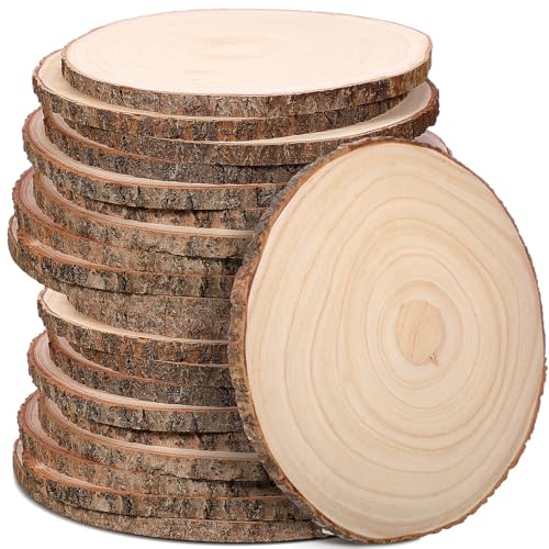 Tioncy 20 Stück Holzscheiben für Tafelaufsätze, rund, unlackierte Holz-Mittelstücke für Tische, natürliche Holzkreise für Bastelarbeiten, rustikale Hochzeitsdekoration (30,5 - 33 cm) von Tioncy